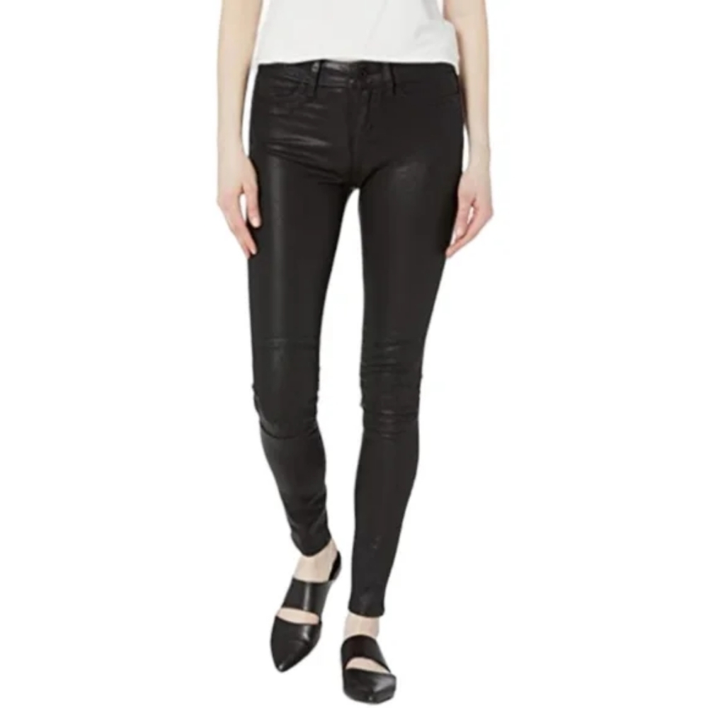 NEW Yummie by Heather Thomson Super Skinny Quilted Faux Leather Moto Jeans 25